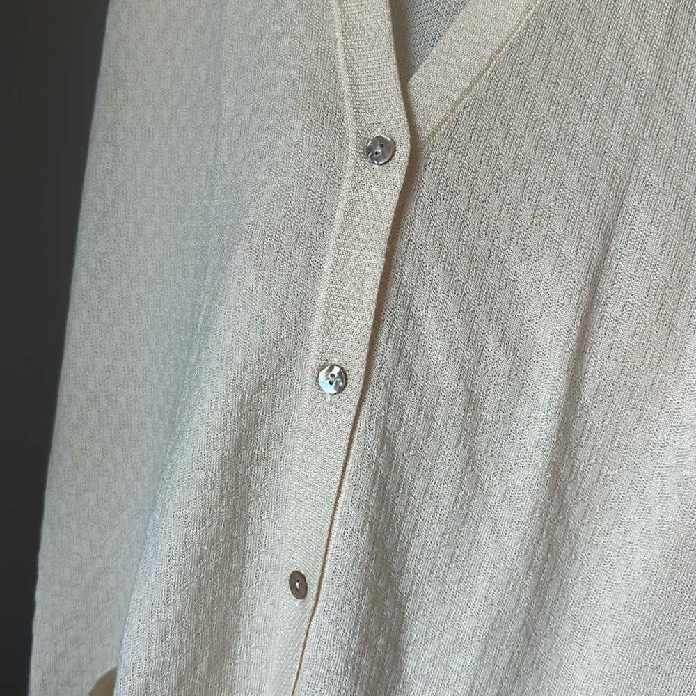 Barneys New York Cashmere Silk Merino Knit Vest Cream Textured Made in Italy - Picture 11 of 13